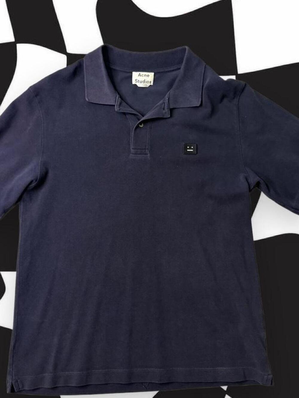 Acne Studios Navy Blue Cotton Polo Shirt
